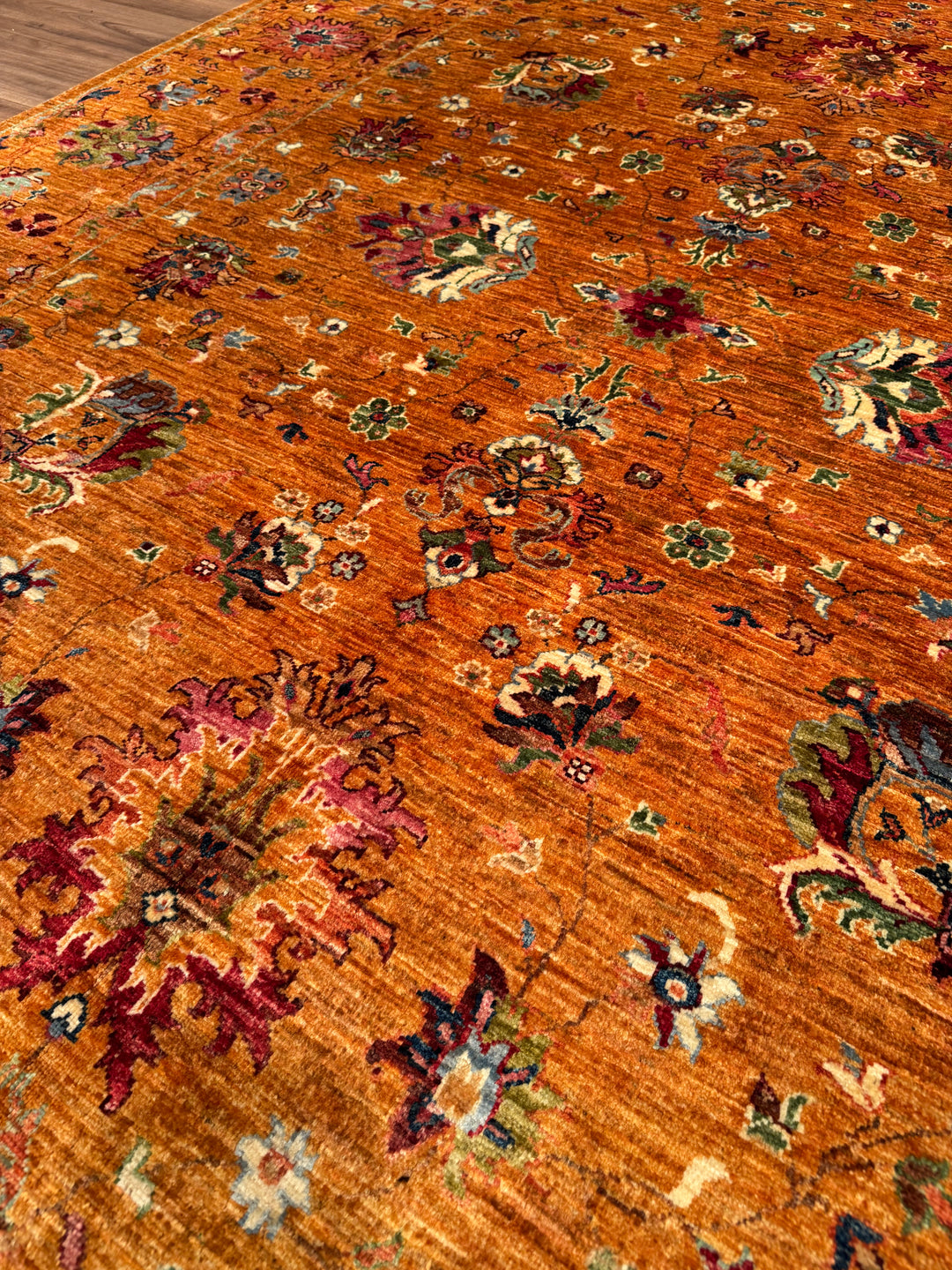 Sultani One Thousand and One Nights Original Handwoven Orange Root Dye Wool Rug 207x297 cm (6.04 square meters) - 7x10 ft 