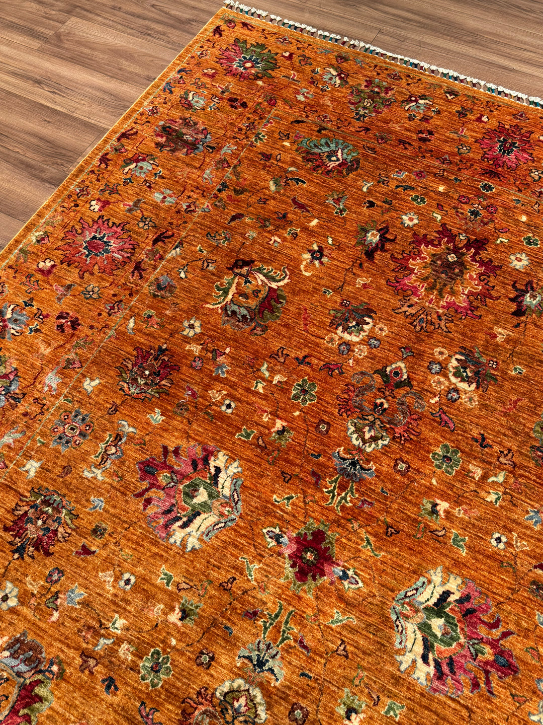 Sultani One Thousand and One Nights Original Handwoven Orange Root Dye Wool Rug 207x297 cm (6.04 square meters) - 7x10 ft 