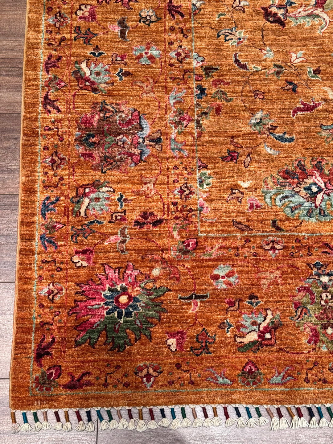 Sultani One Thousand and One Nights Original Handwoven Orange Root Dye Wool Rug 207x297 cm (6.04 square meters) - 7x10 ft 