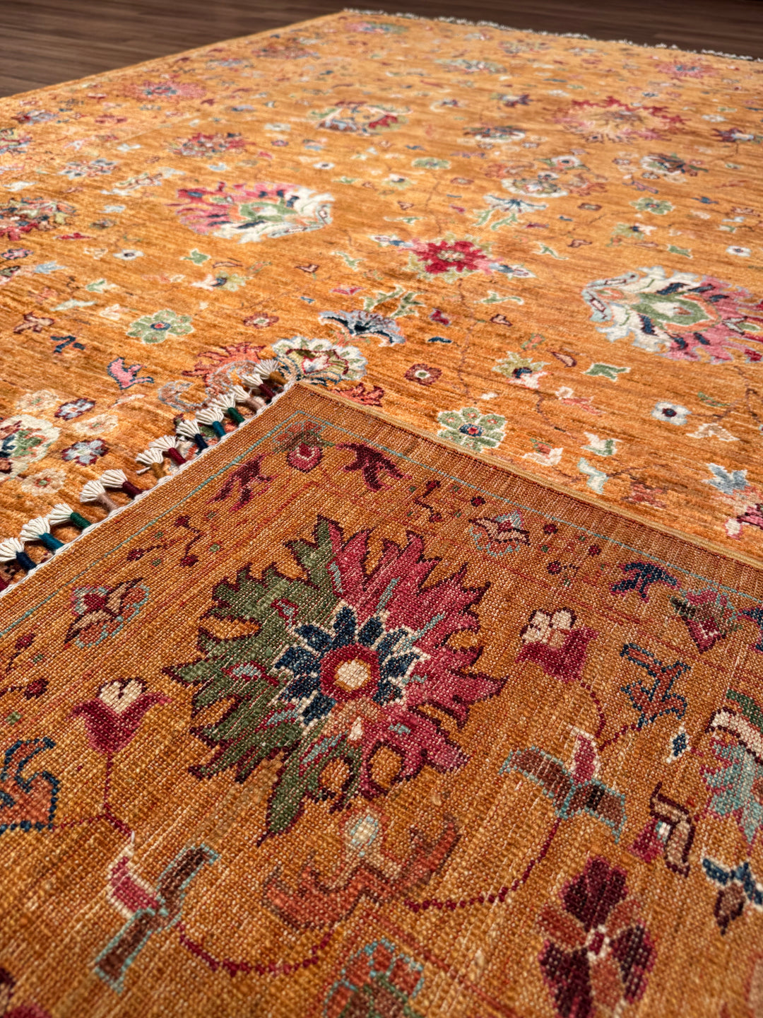 Sultani One Thousand and One Nights Original Handwoven Orange Root Dye Wool Rug 207x297 cm (6.04 square meters) - 7x10 ft 