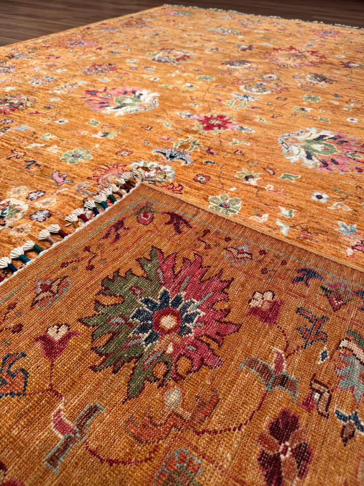 Sultani One Thousand and One Nights Original Handwoven Orange Root Dye Wool Rug 207x297 cm (6.04 square meters) - 7x10 ft 