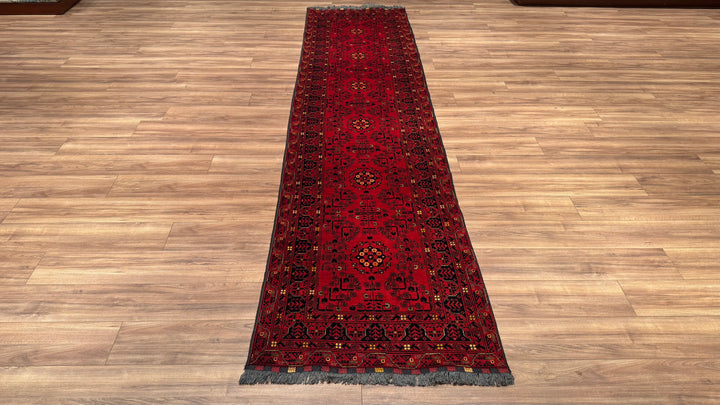 Afghan Rug Long Runner Kunduz Original Hand Woven Vegetable Dyed Wool 0.91x381 3.47 Square Meters - 3x12 ft