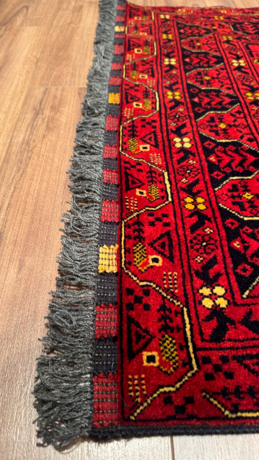 Afghan Rug Long Runner Kunduz Original Hand Woven Vegetable Dyed Wool 0.91x381 3.47 Square Meters - 3x12 ft