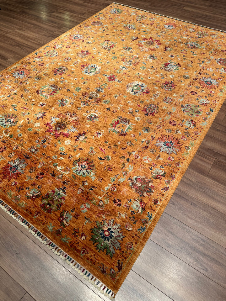 Sultani Binbirgece Orijinal El Dokuması Turuncu Kök Boya Yün Halı 207x300 6.21 Metrekare - 7x10 ft