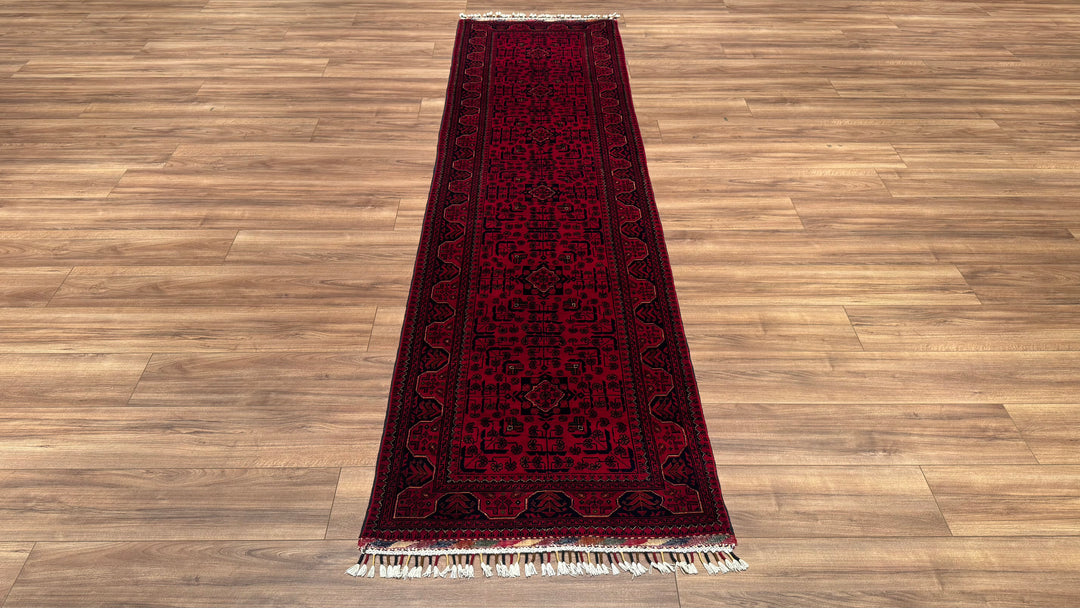 Afghan Carpet Hamyap Runner Original Hand Woven Vegetable Dyed Wool 0.79x296 2.34 Square Meters - 3x10 ft