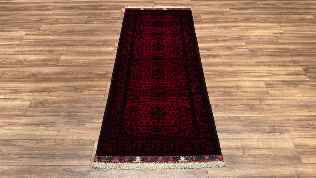 Afghan Carpet Runner Bilcik Original Hand Woven Vegetable Dyed Wool 0.82x202 1.66 Square Meters - 3x6 ft