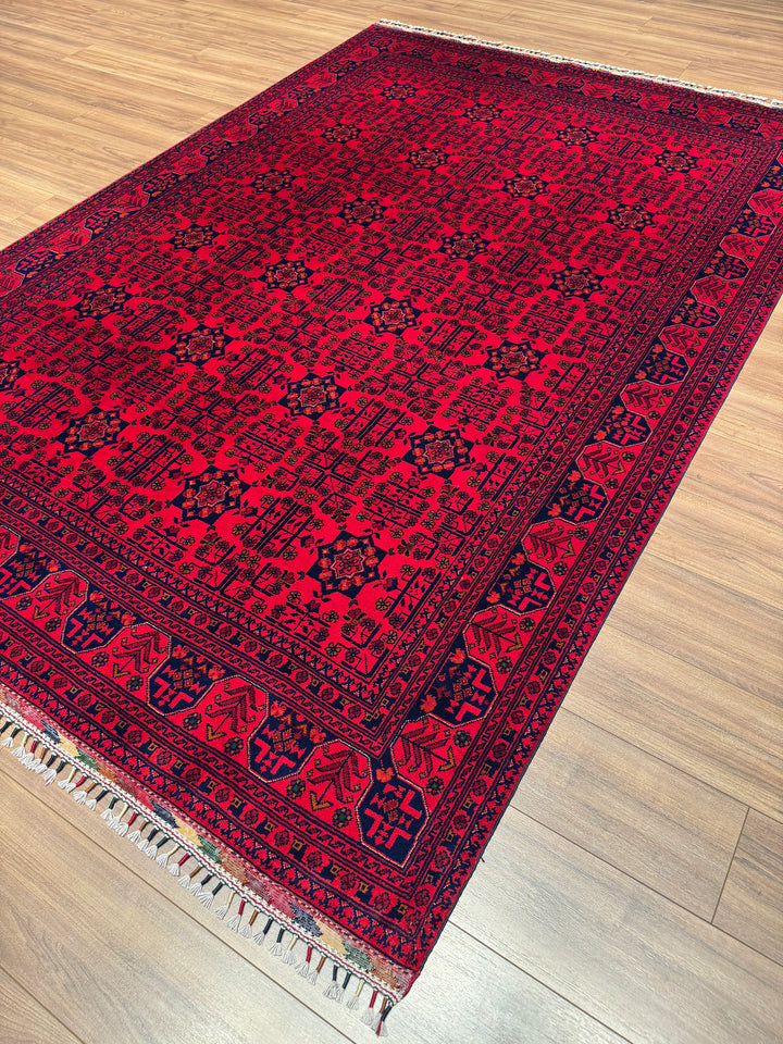Afghan Rug Hamyap Original Handwoven Root Dyed Wool 197x290 cm 5.71 Square Meters - 6x9 ft