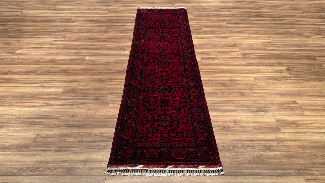 Afghan Carpet Hamyap Runner Original Hand Woven Vegetable Dyed Wool 0.80x292 2.34 Square Meters - 2x10 ft