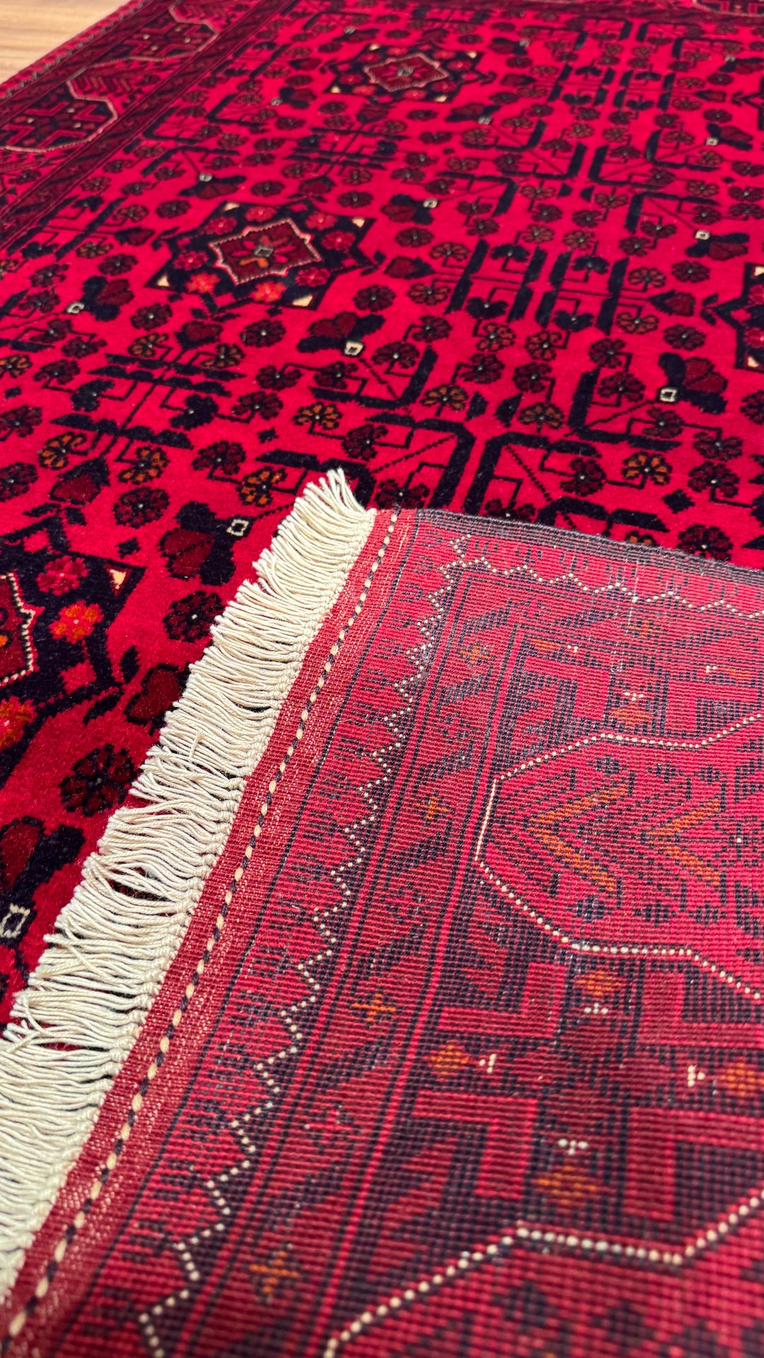 Afghan Carpet Bilcik Original Hand Woven Vegetable Dyed Wool 100x148 1.48 Square Meters - 3x5 ft