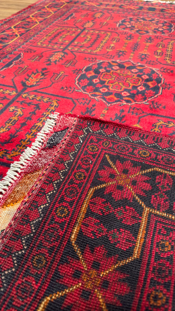 Afghan Carpet Hamyap Original Hand Woven Vegetable Dyed Wool 108x152 1.64 Square Meters - 3x5 ft