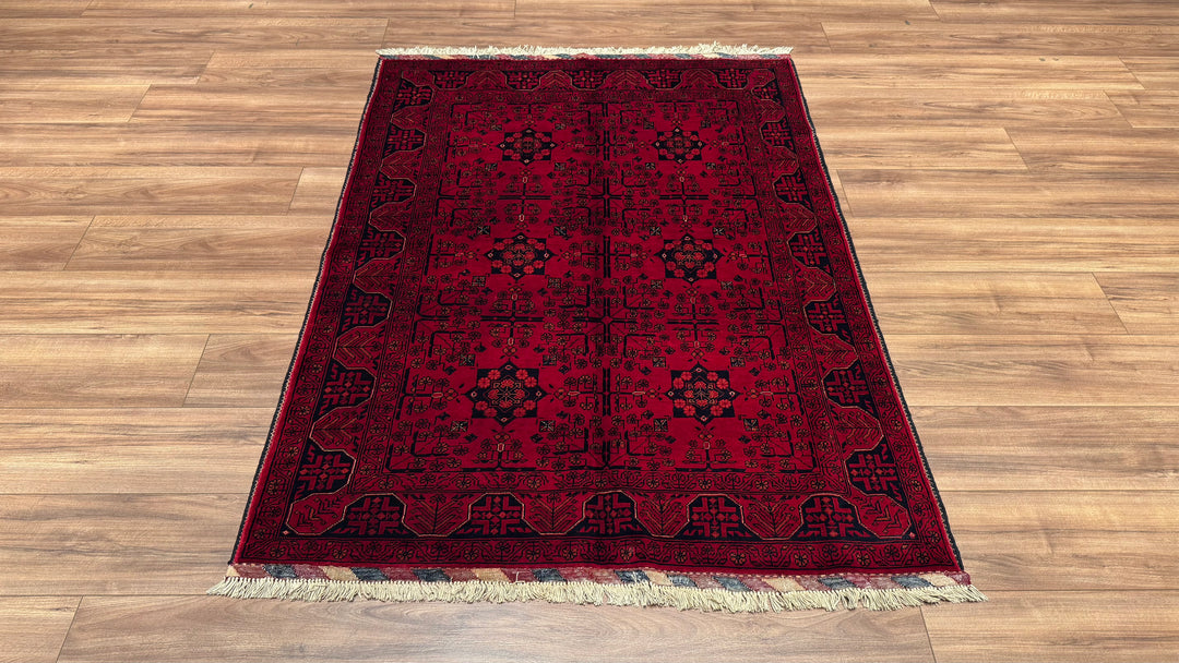 Afghan Carpet Khall Original Hand Woven Vegetable Dyed Wool 124x165 2.05 Square Meters - 4x6 ft