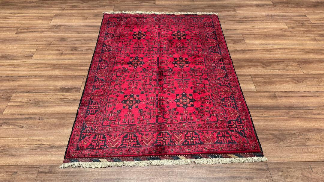 Afghan Carpet Khall Original Hand Woven Vegetable Dyed Wool 124x165 2.05 Square Meters - 4x6 ft