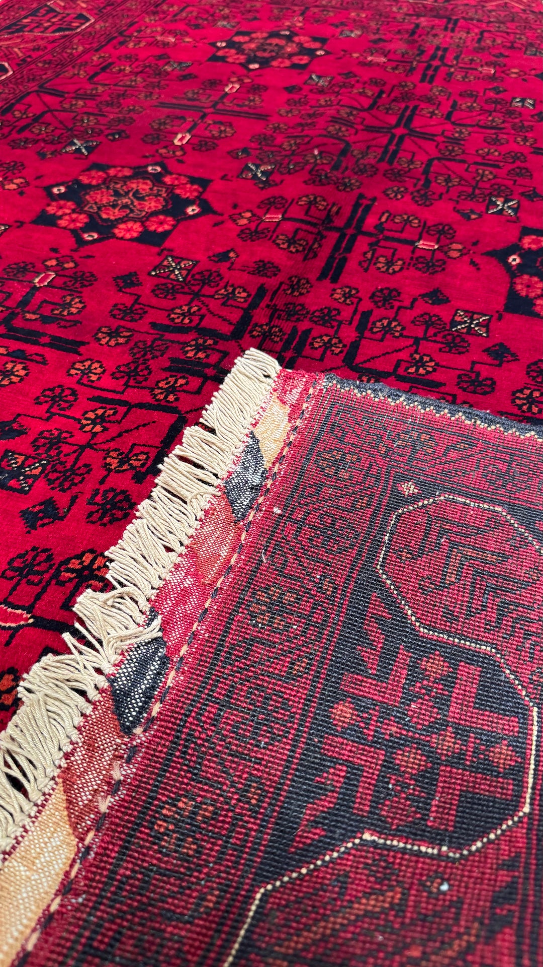 Afghan Carpet Khall Original Hand Woven Vegetable Dyed Wool 124x165 2.05 Square Meters - 4x6 ft