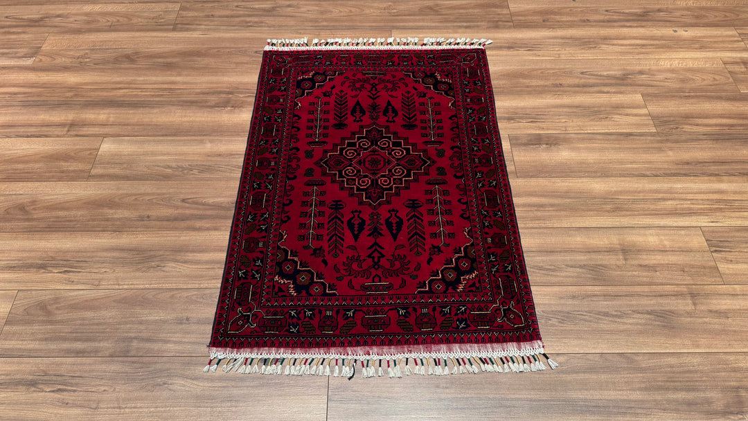 Afghan Carpet Hamyap Original Hand Woven Vegetable Dyed Wool 0.85x120 1.02 Square Meters - 2x4 ft