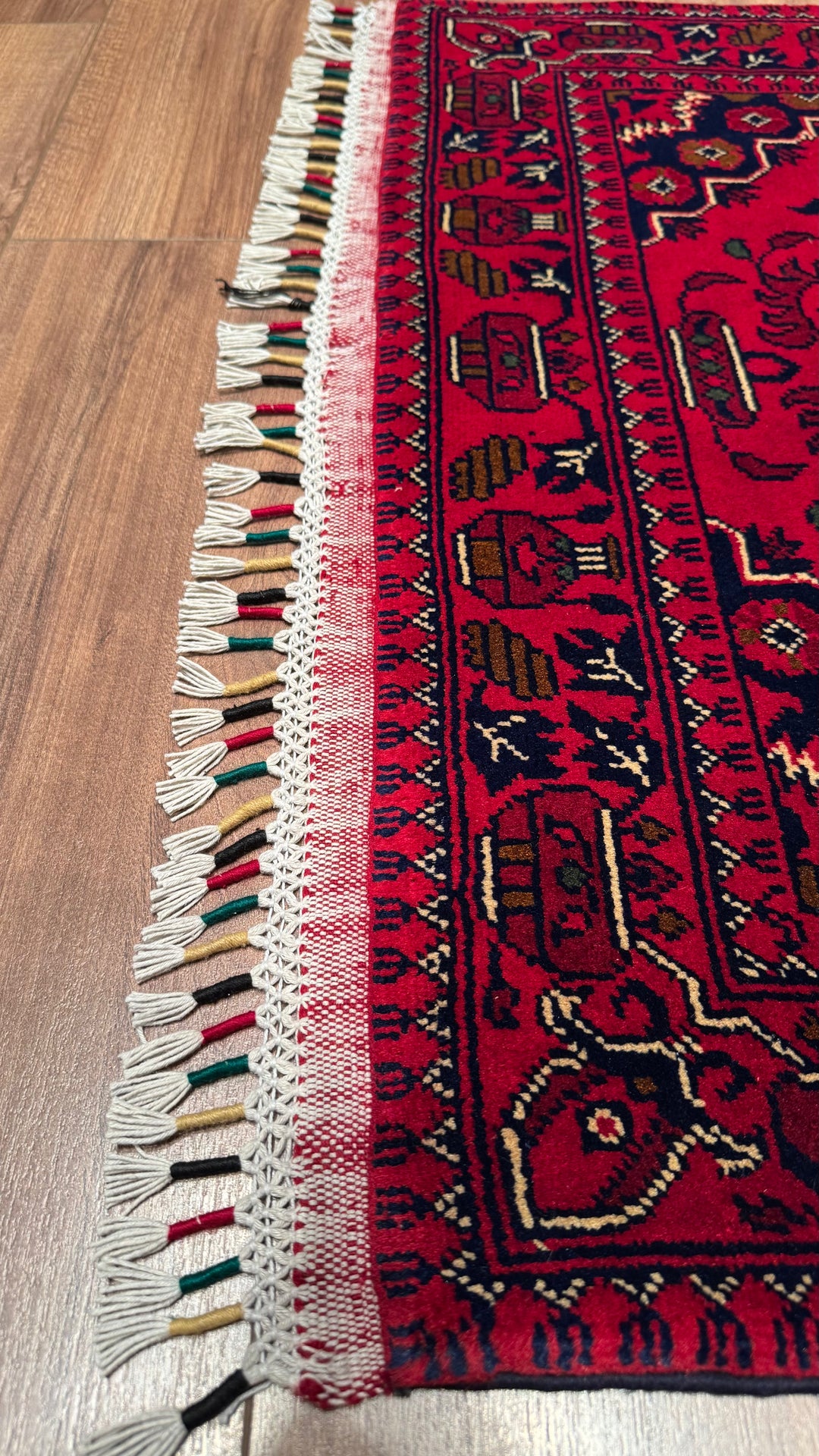 Afghan Carpet Hamyap Original Hand Woven Vegetable Dyed Wool 0.85x120 1.02 Square Meters - 2x4 ft