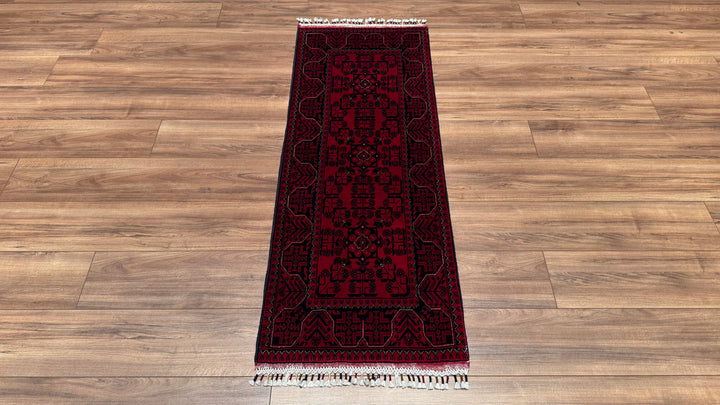 Afghan Carpet Hamyap Runner Original Hand Woven Vegetable Dyed Wool 0.57x151 0.86 Square Meters - 1x3 ft