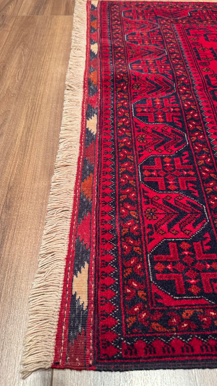 Afghan Carpet Bilcik Original Hand Woven Vegetable Dyed Wool 0.99x146 1.45 Square Meters - 3x4 ft