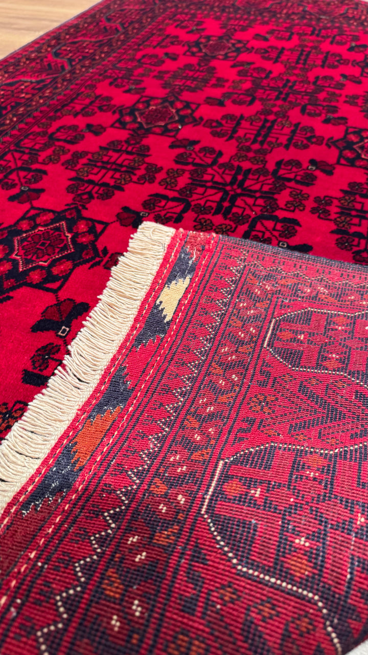 Afghan Carpet Bilcik Original Hand Woven Vegetable Dyed Wool 0.99x146 1.45 Square Meters - 3x4 ft