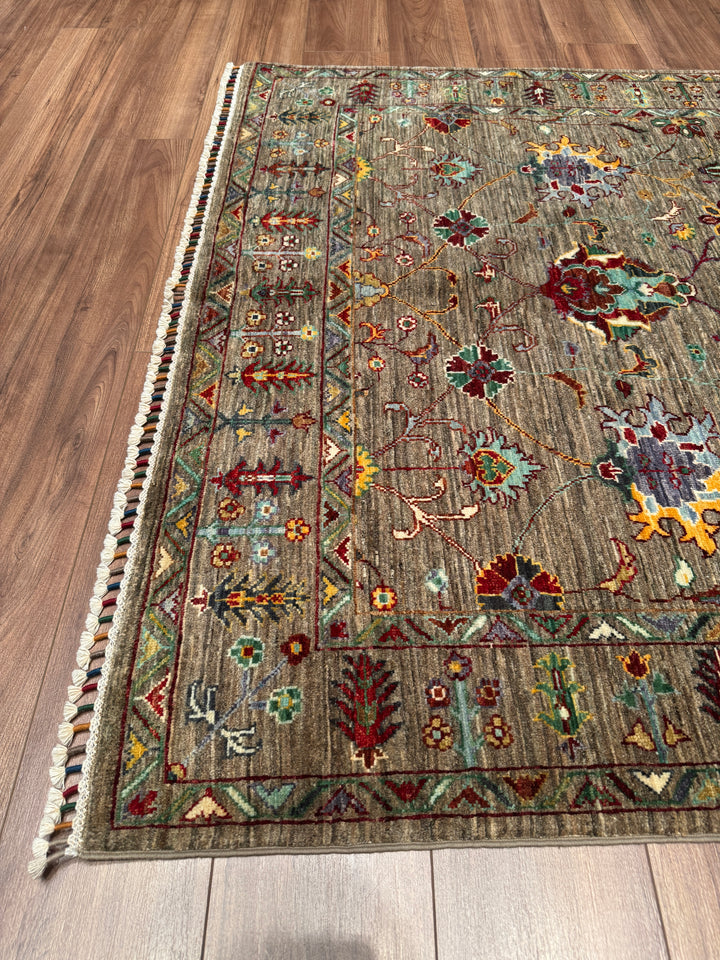 Sultani Binbirgece Orijinal El Dokuması Bej Kök Boya Yün Halı 150x205 3.08 Metrekare - 5x6 ft