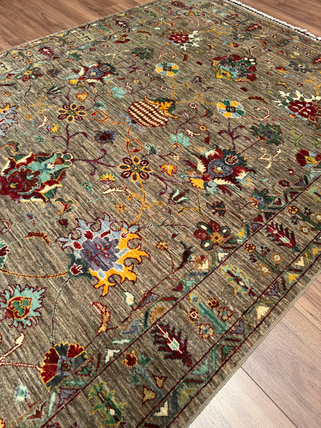 Sultani Binbirgece Orijinal El Dokuması Bej Kök Boya Yün Halı 150x205 3.08 Metrekare - 5x6 ft