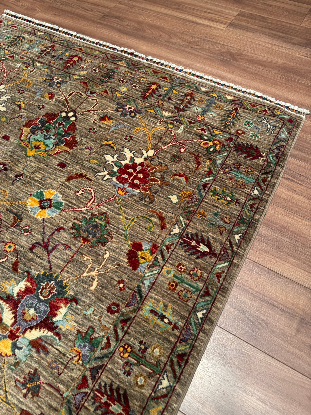 Sultani Binbirgece Orijinal El Dokuması Bej Kök Boya Yün Halı 150x205 3.08 Metrekare - 5x6 ft