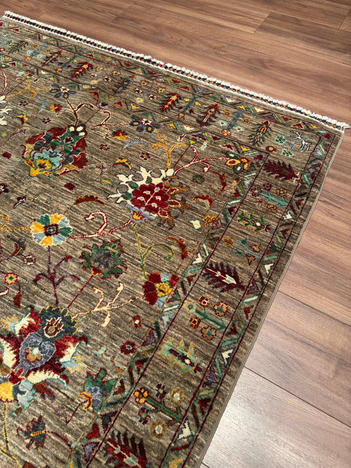 Sultani Binbirgece Orijinal El Dokuması Bej Kök Boya Yün Halı 150x205 3.08 Metrekare - 5x6 ft