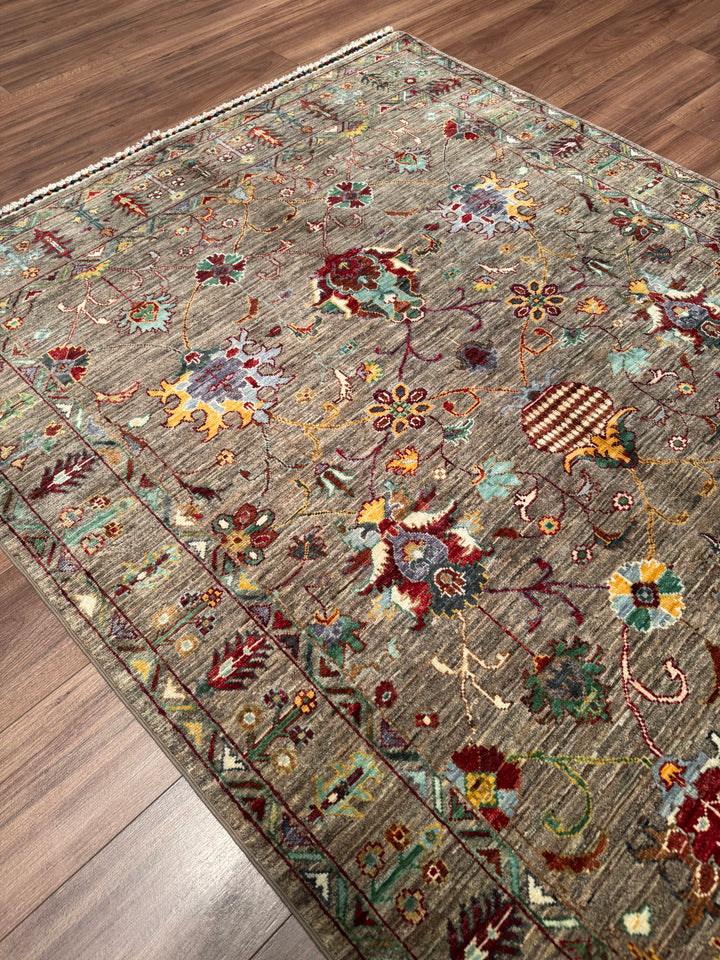 Sultani Binbirgece Orijinal El Dokuması Bej Kök Boya Yün Halı 150x205 3.08 Metrekare - 5x6 ft