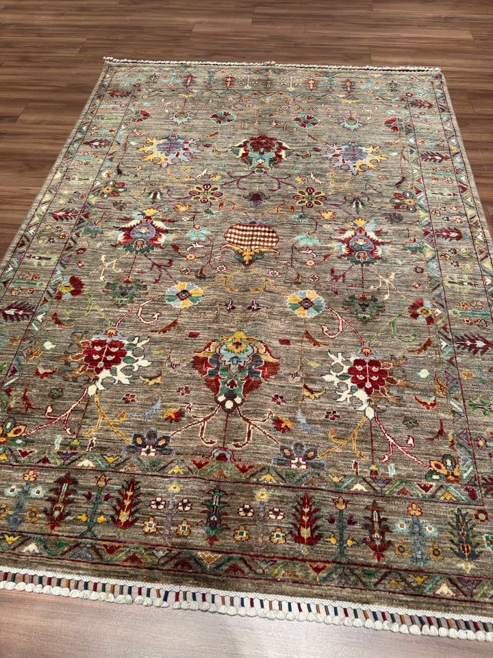 Sultani Binbirgece Orijinal El Dokuması Bej Kök Boya Yün Halı 150x205 3.08 Metrekare - 5x6 ft