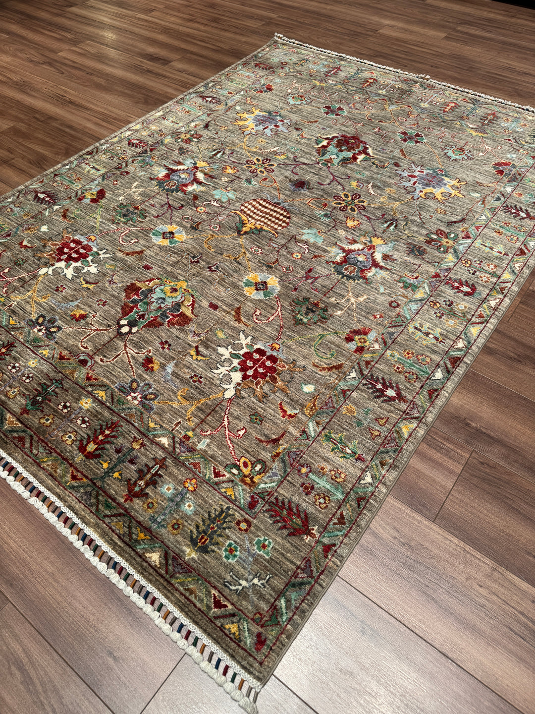 Sultani Binbirgece Orijinal El Dokuması Bej Kök Boya Yün Halı 150x205 3.08 Metrekare - 5x6 ft