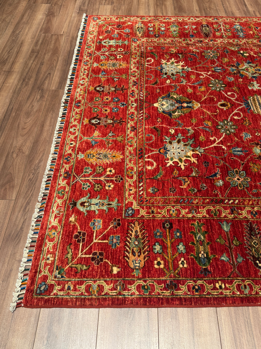 Sultani Binbirgece Orijinal El Dokuması Kırmızı Kök Boya Yün Halı 205x303 6.21 Metrekare - 7x10 ft