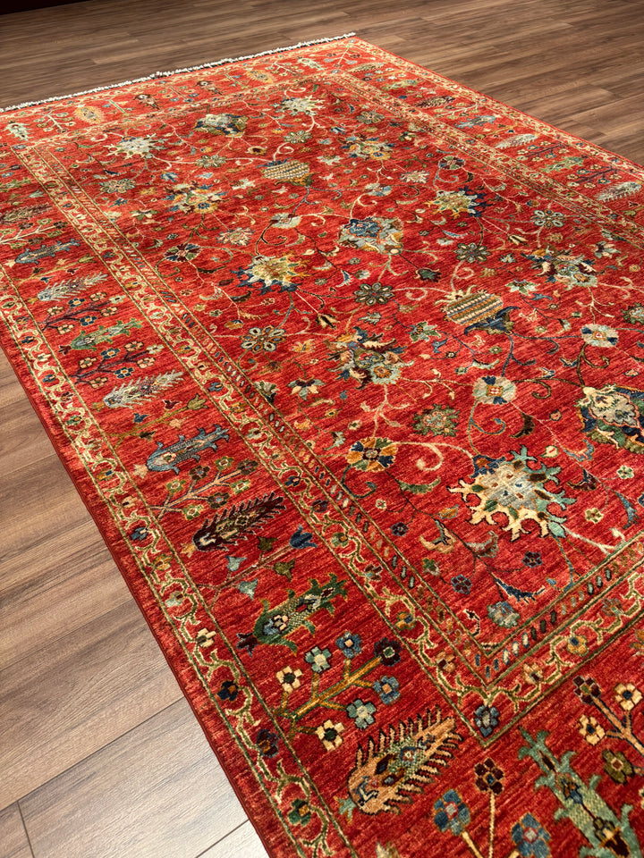 Sultani Binbirgece Orijinal El Dokuması Kırmızı Kök Boya Yün Halı 205x303 6.21 Metrekare - 7x10 ft