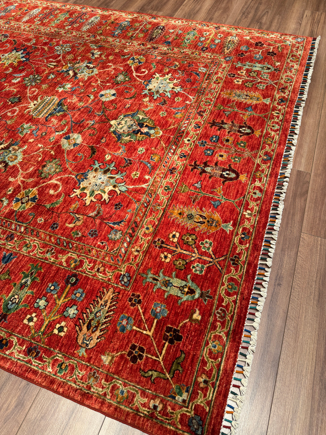Sultani Binbirgece Orijinal El Dokuması Kırmızı Kök Boya Yün Halı 205x303 6.21 Metrekare - 7x10 ft