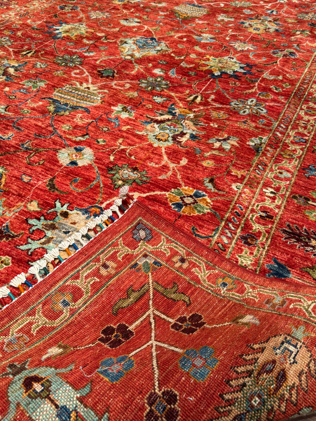 Sultani Binbirgece Orijinal El Dokuması Kırmızı Kök Boya Yün Halı 205x303 6.21 Metrekare - 7x10 ft