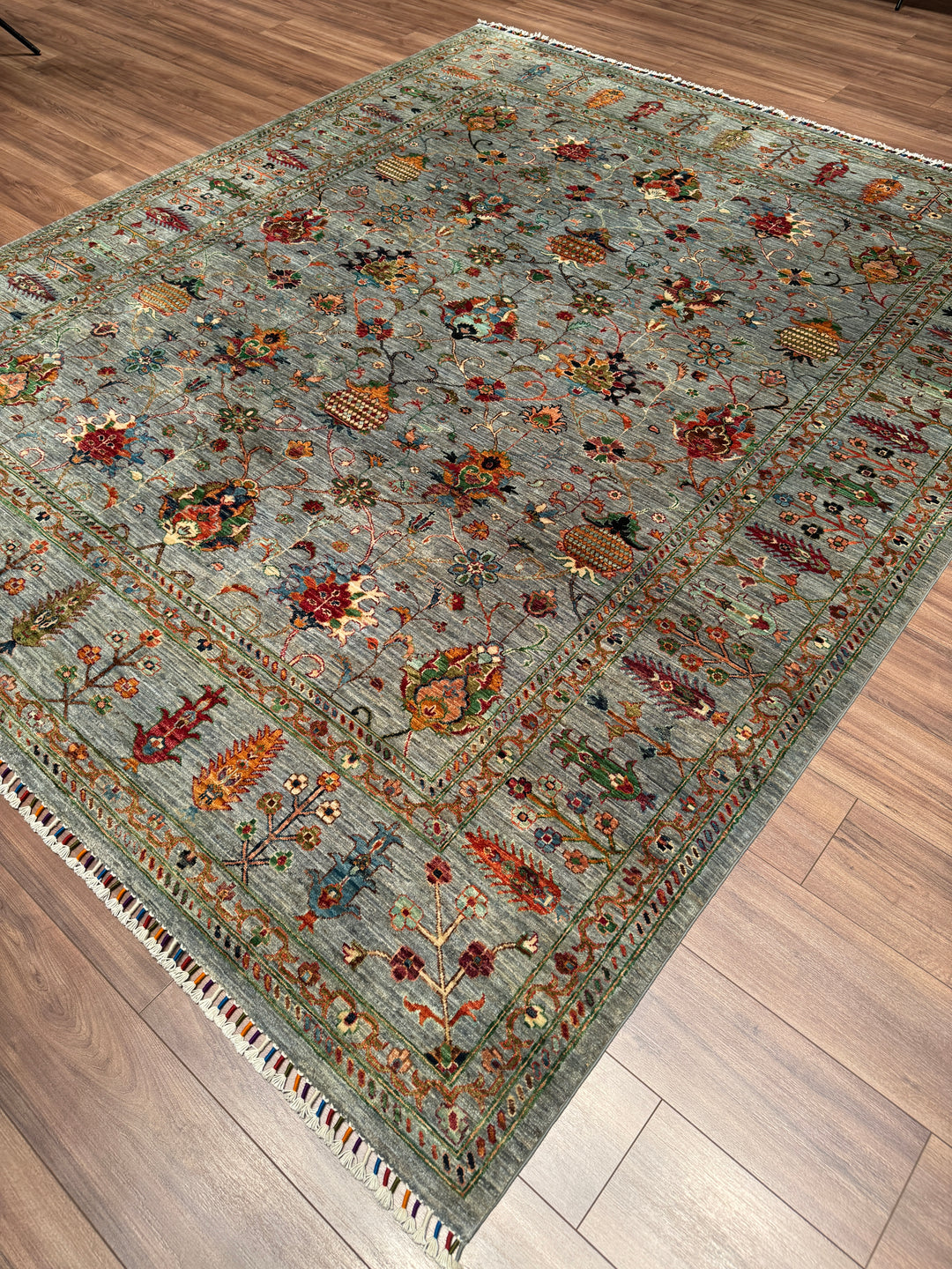 Sultani Binbirgece Orijinal El Dokuması Gri Kök Boya Yün Halı 250x297 7.43 Metrekare - 8x10 ft