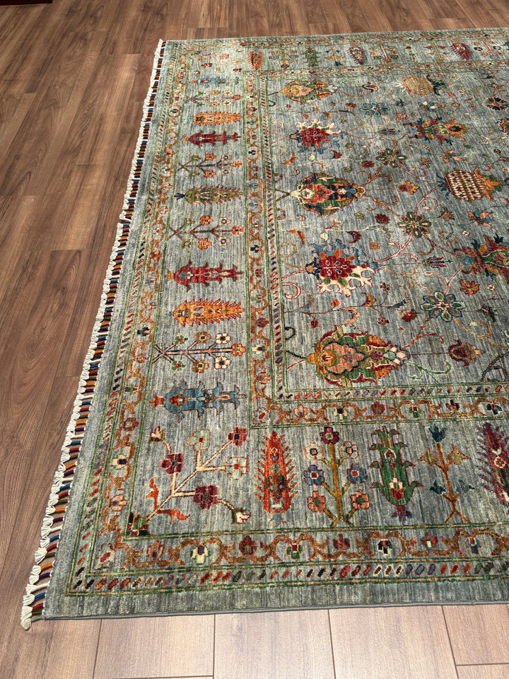 Sultani Binbirgece Orijinal El Dokuması Gri Kök Boya Yün Halı 250x297 7.43 Metrekare - 8x10 ft
