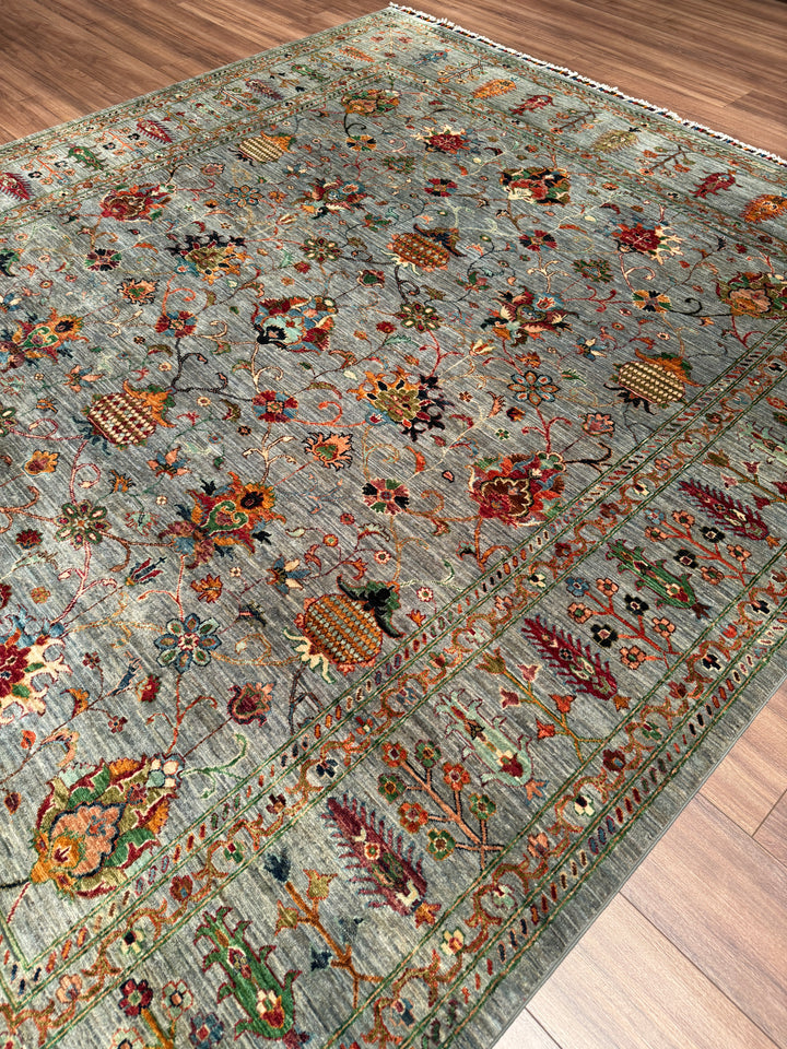 Sultani Binbirgece Orijinal El Dokuması Gri Kök Boya Yün Halı 250x297 7.43 Metrekare - 8x10 ft