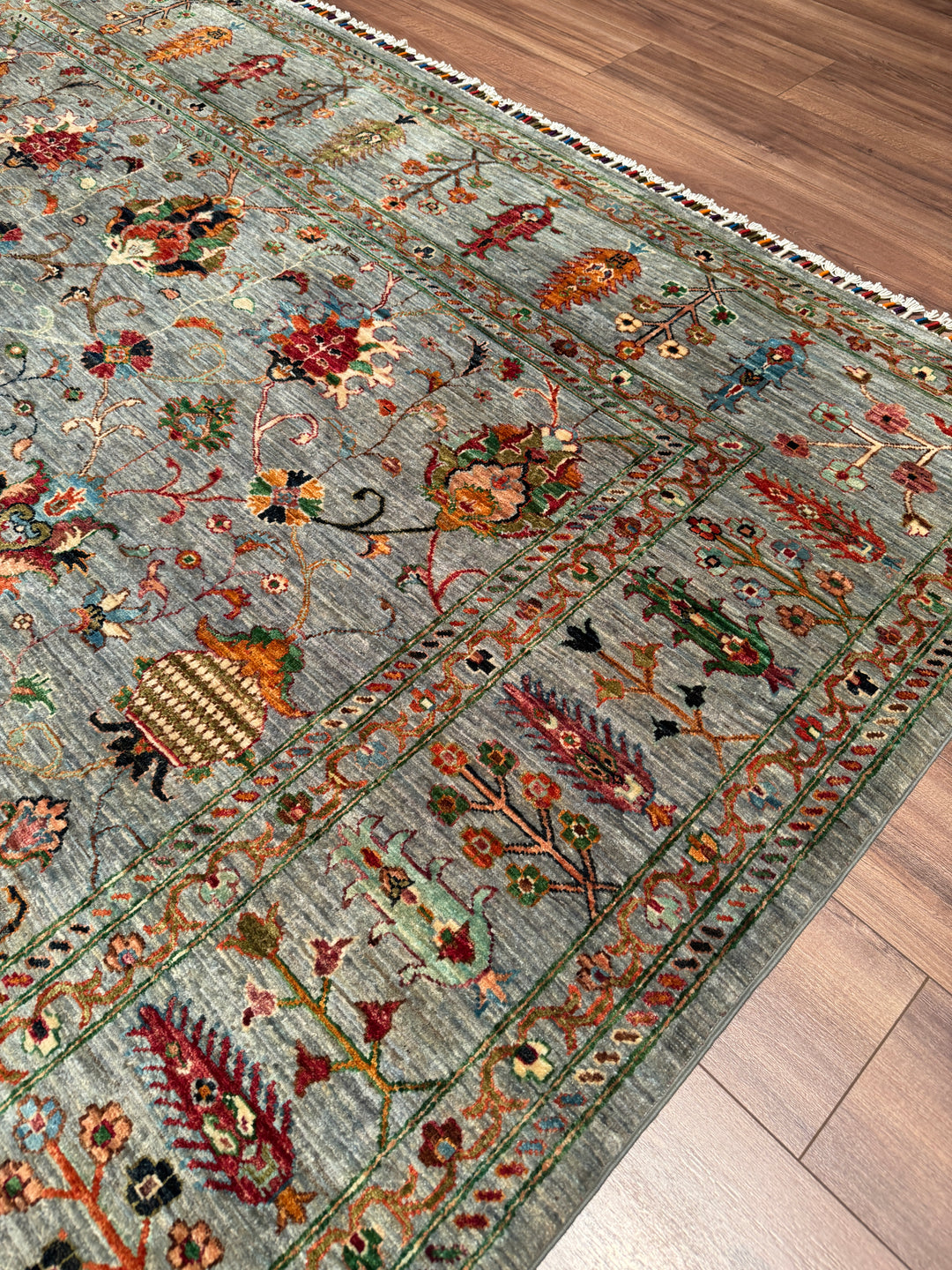 Sultani Binbirgece Orijinal El Dokuması Gri Kök Boya Yün Halı 250x297 7.43 Metrekare - 8x10 ft