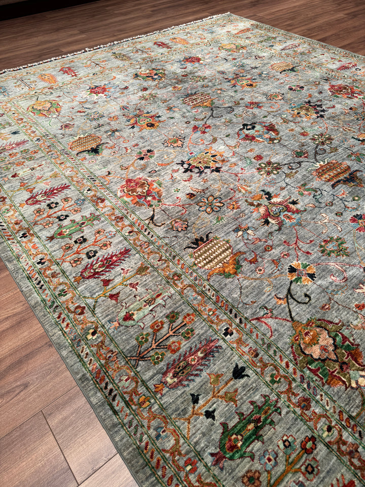 Sultani Binbirgece Orijinal El Dokuması Gri Kök Boya Yün Halı 250x297 7.43 Metrekare - 8x10 ft