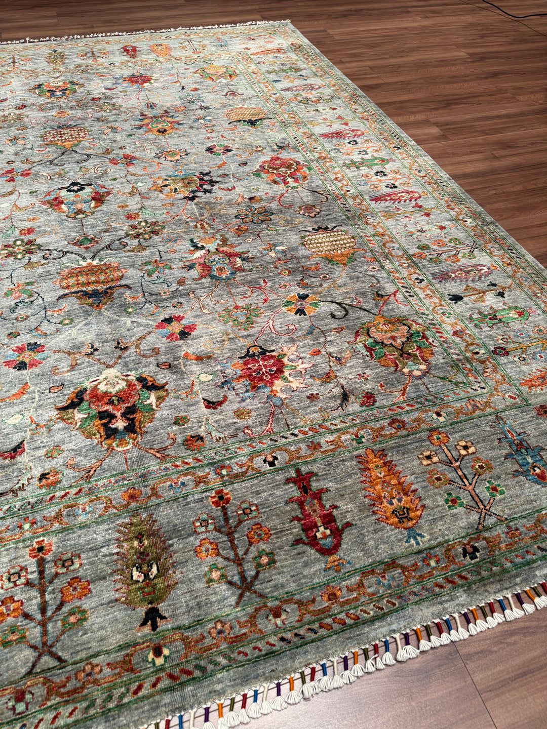 Sultani Binbirgece Orijinal El Dokuması Gri Kök Boya Yün Halı 250x297 7.43 Metrekare - 8x10 ft