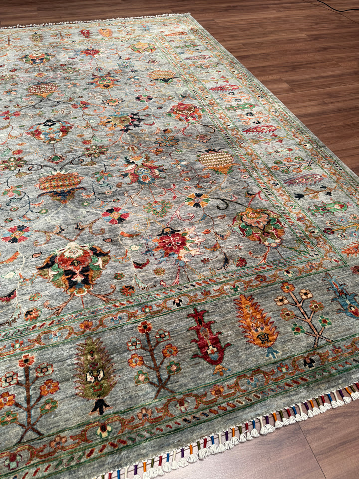 Sultani Binbirgece Orijinal El Dokuması Gri Kök Boya Yün Halı 250x297 7.43 Metrekare - 8x10 ft