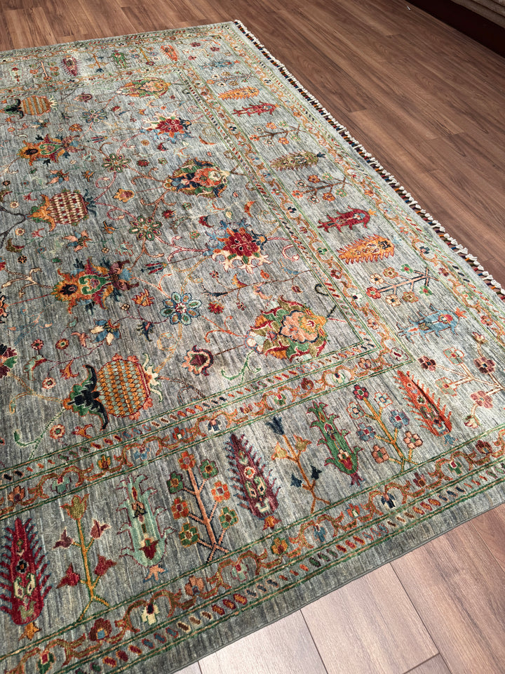 Sultani Binbirgece Orijinal El Dokuması Gri Kök Boya Yün Halı 250x297 7.43 Metrekare - 8x10 ft