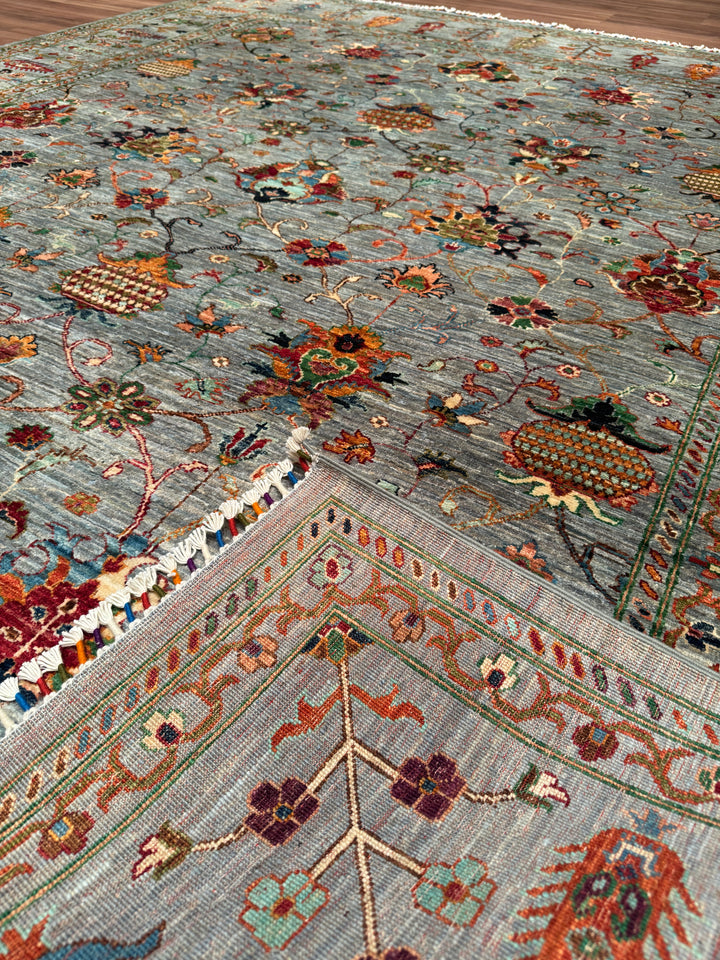 Sultani Binbirgece Orijinal El Dokuması Gri Kök Boya Yün Halı 250x297 7.43 Metrekare - 8x10 ft
