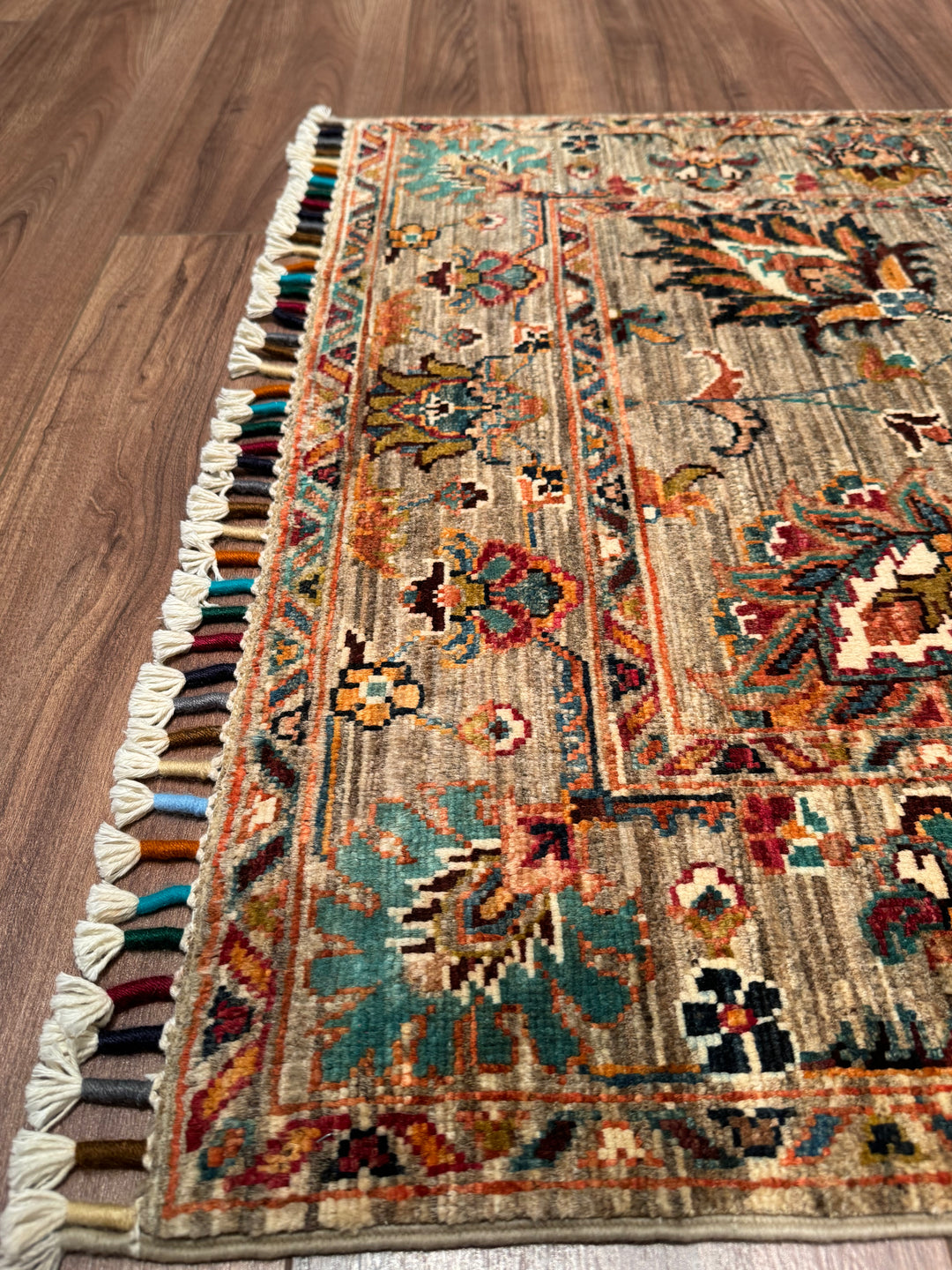 Sultani One Thousand and One Nights Runner Rug, Original Handwoven, Beige, Natural Dye Wool Carpet, 0.82x4.94 cm (4.05 square meters) - 3x16 ft 