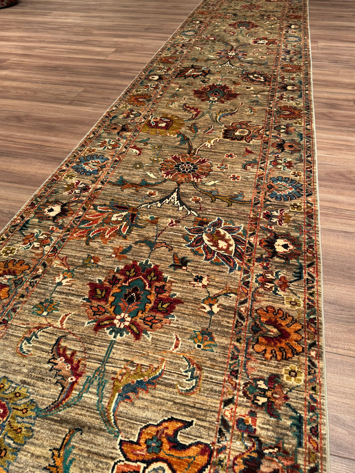 Sultani One Thousand and One Nights Runner Rug, Original Handwoven, Beige, Natural Dye Wool Carpet, 0.82x4.94 cm (4.05 square meters) - 3x16 ft 