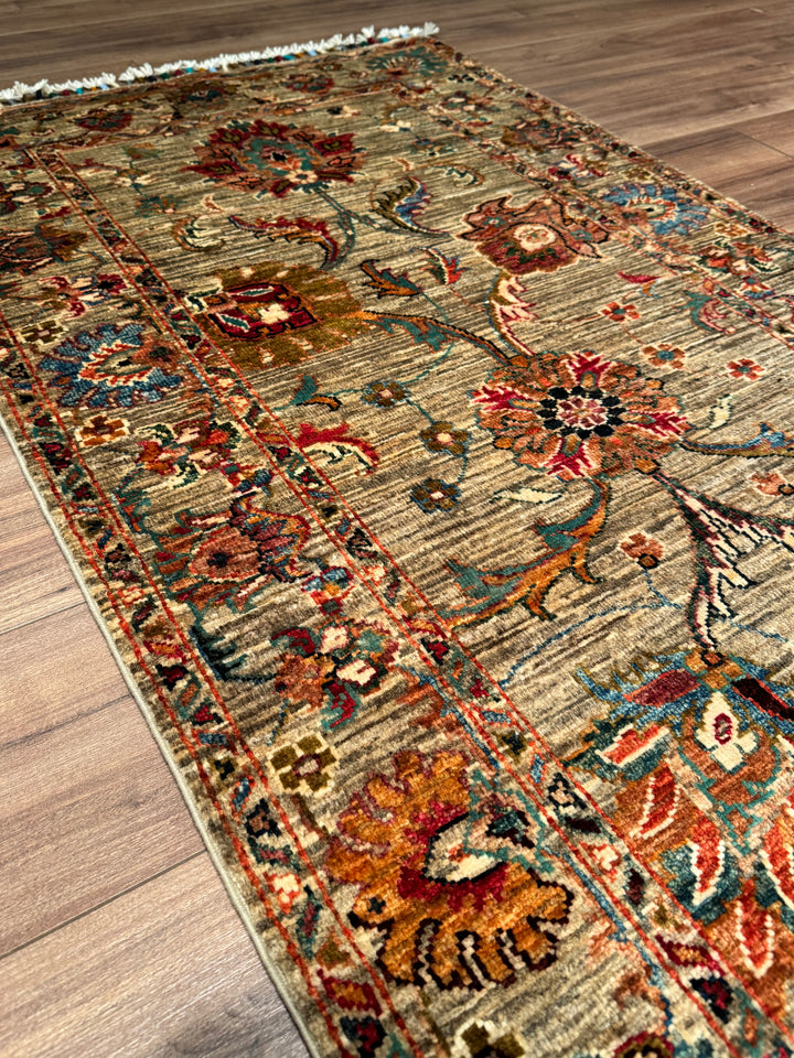 Sultani One Thousand and One Nights Runner Rug, Original Handwoven, Beige, Natural Dye Wool Carpet, 0.82x4.94 cm (4.05 square meters) - 3x16 ft 