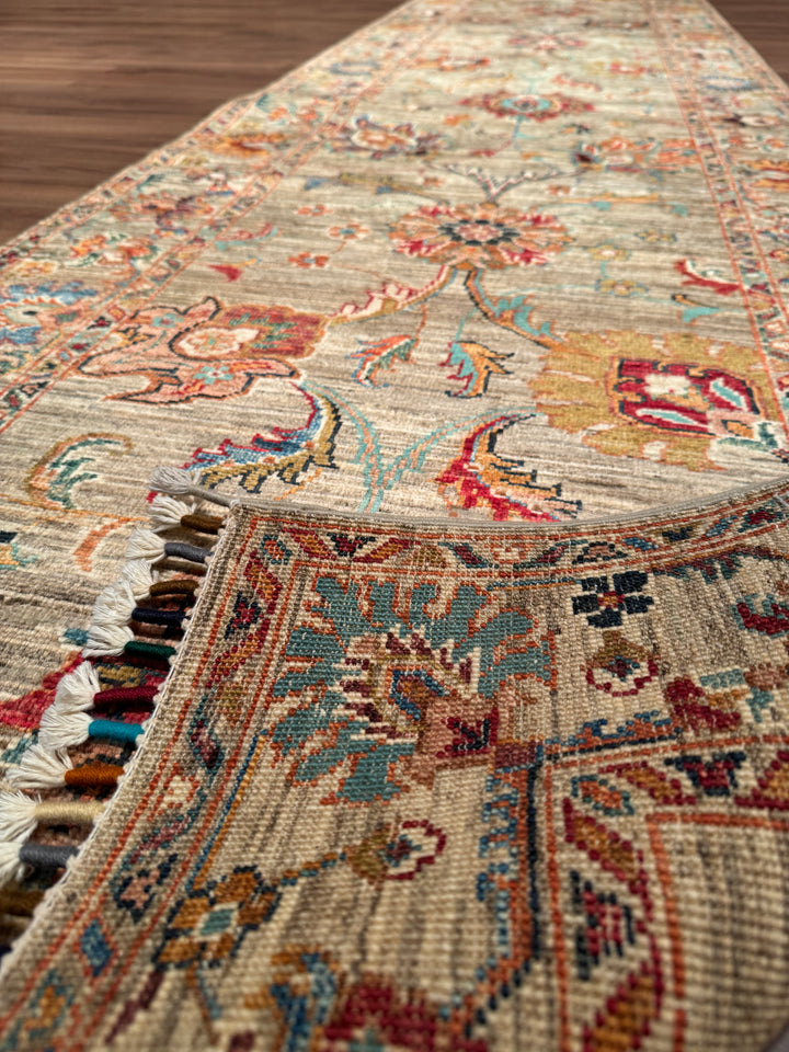 Sultani One Thousand and One Nights Runner Rug, Original Handwoven, Beige, Natural Dye Wool Carpet, 0.82x4.94 cm (4.05 square meters) - 3x16 ft 