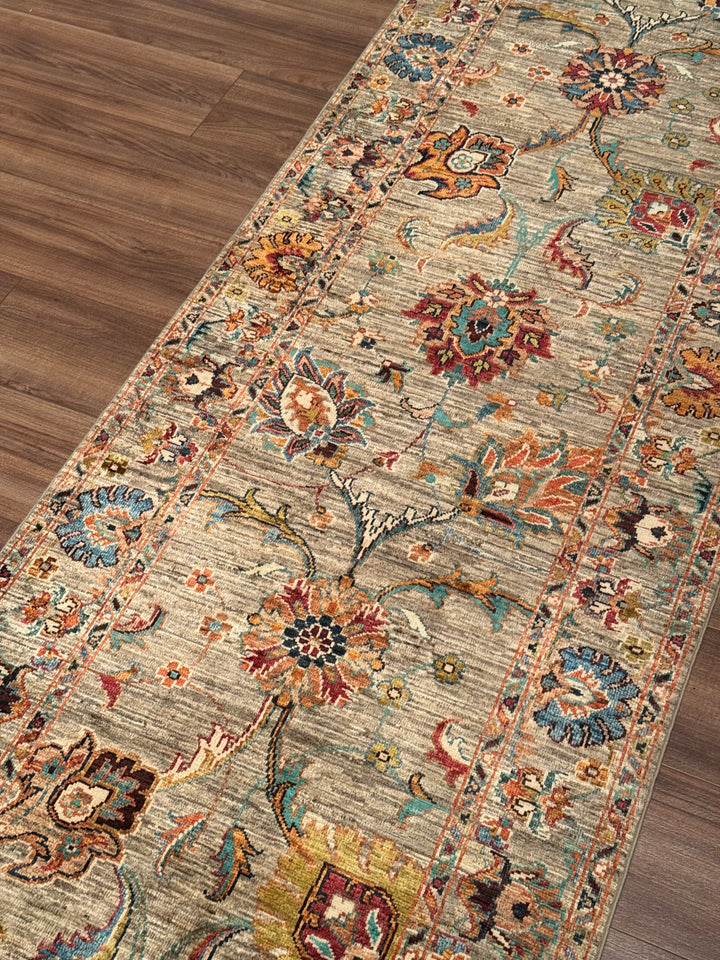 Sultani One Thousand and One Nights Runner Rug, Original Handwoven, Beige, Natural Dye Wool Carpet, 0.82x4.94 cm (4.05 square meters) - 3x16 ft 