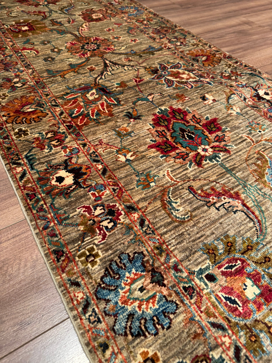 Sultani One Thousand and One Nights Runner Rug, Original Handwoven, Beige, Natural Dye Wool Carpet, 0.82x4.94 cm (4.05 square meters) - 3x16 ft 