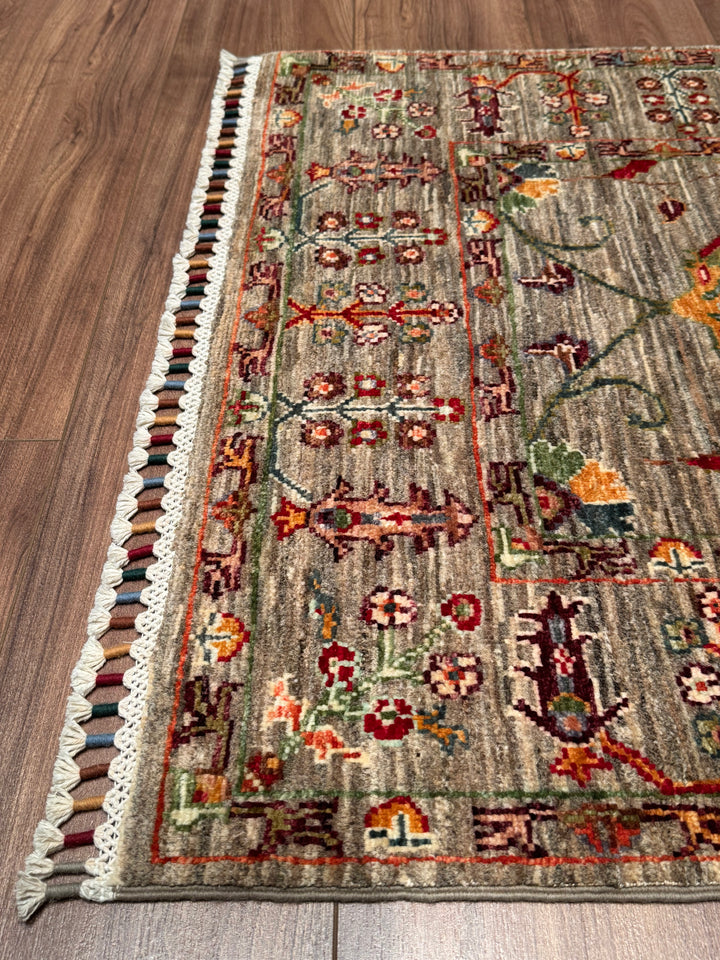 Sultani One Thousand and One Nights Runner Rug, Original Handwoven, Beige, Natural Dye Wool Carpet, 0.85x300 cm (2.55 square meters) - 3x10 ft 