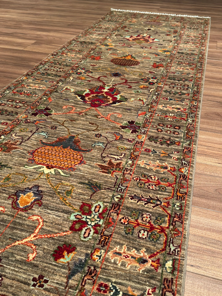 Sultani One Thousand and One Nights Runner Rug, Original Handwoven, Beige, Natural Dye Wool Carpet, 0.85x300 cm (2.55 square meters) - 3x10 ft 